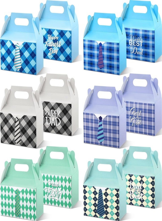 Motipuns 48 Pcs Father's Day Gift Boxes Small Candy Boxes Party Favors with Best Dad Ever Theme Paper Cookie Boxes with Handle Gable Boxes for Party Supplies Treats and Small Gifts, 6 Styles - Image 1